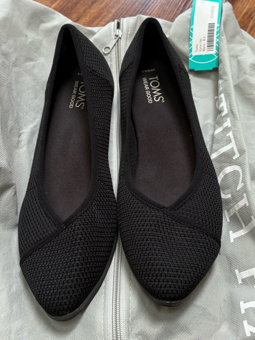 Toms Black Knit Slip-On Katie Flats